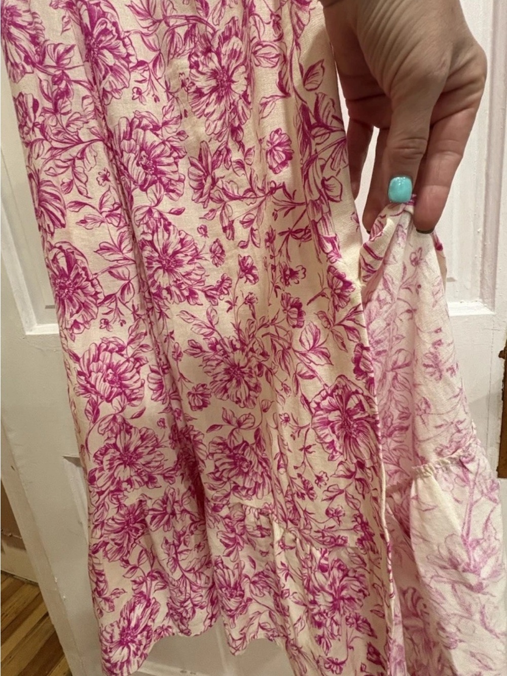 London Times Pink Floral Square-Neck Maxi Dress with Side Slit - Picture 5 of 9